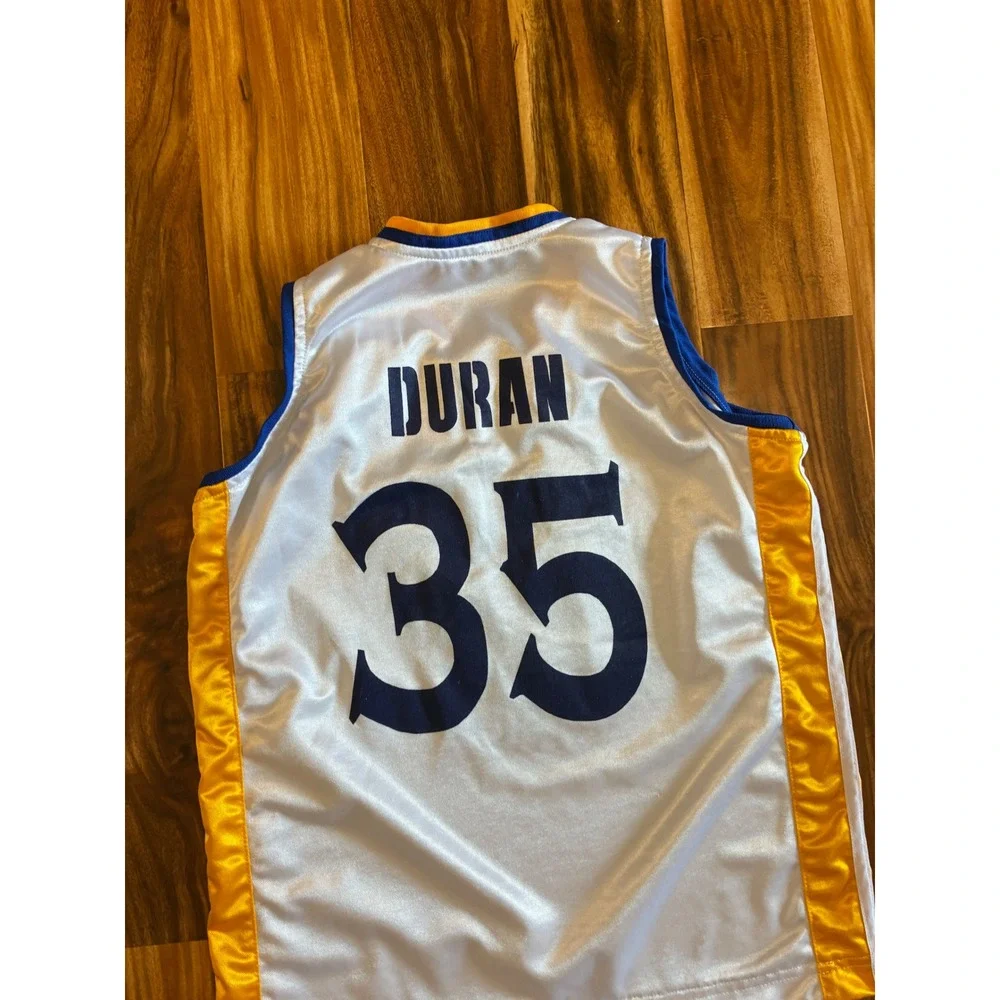 Adidas Golden State Warriors Kevin Durant 35 Jersey White Blue Gold Mens S